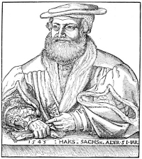 Hans Sachs - Holzschnitt von Michael Ostendorfer (1545)